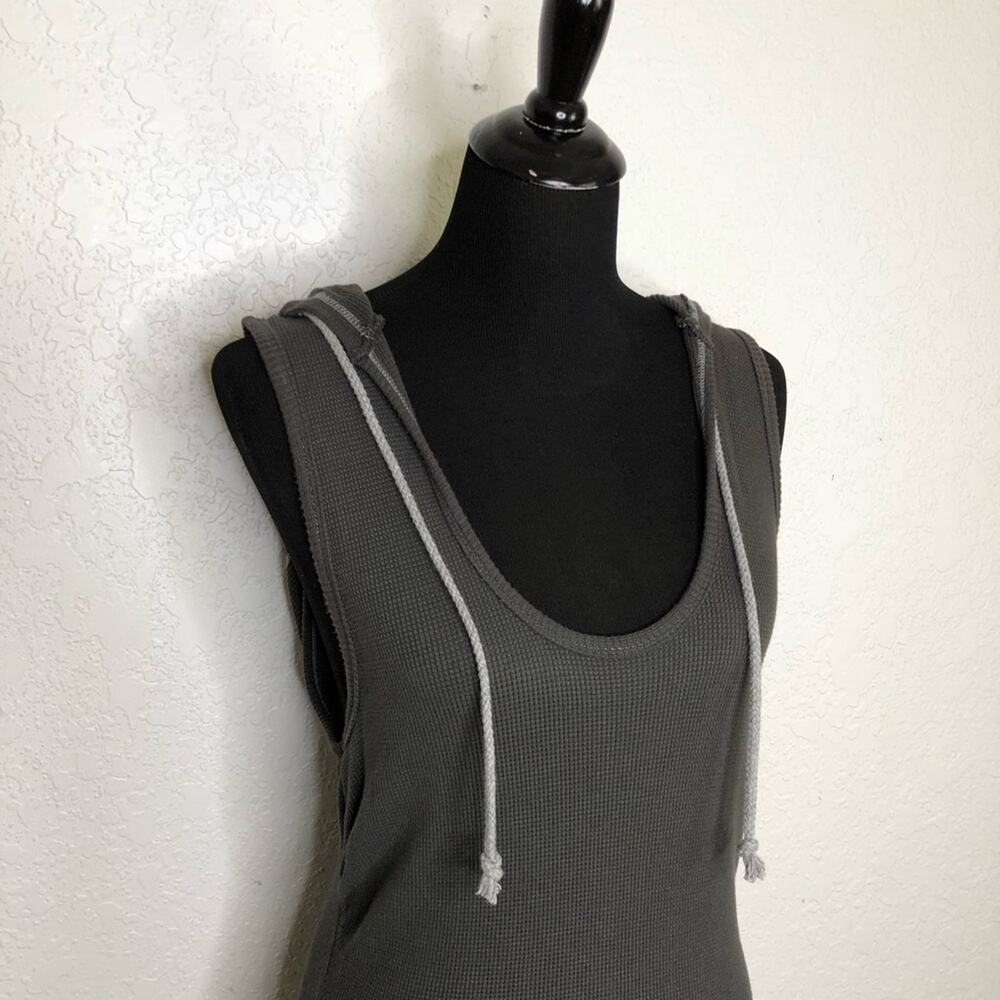 R&R Surplus charcoal gray hooded thermal tank maxi dress size Medium NWT - Picture 2 of 16
